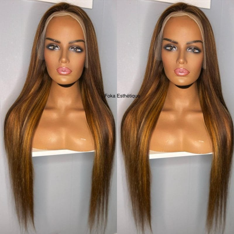 Perruque lisse balayage miel 26 pouces