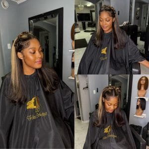Pose de perruque lace‑front & coupe mi‑longue effilée