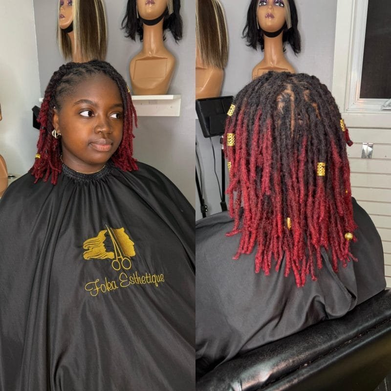 Retwist de dreadlocks colorées – Finitions soignées