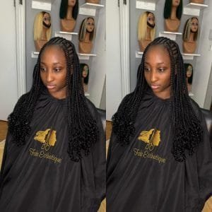 Tresses longues protectrices avec boucles satinées