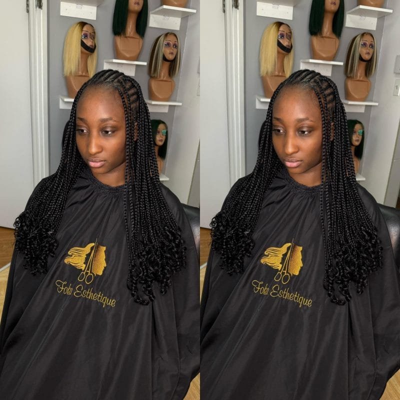 Tresses longues protectrices avec boucles satinées