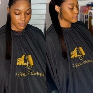 Pose de lace frontal 13x4 en style ponytail élégant sans colle