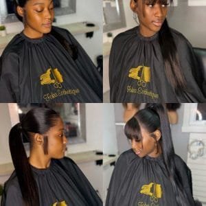 Pose de perruque ponytail avec lace frontal 13x4 sans colle, résultat naturel avec baby hair.
