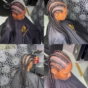 Femme portant des Nattes Américaines, tresses plaquées élégantes