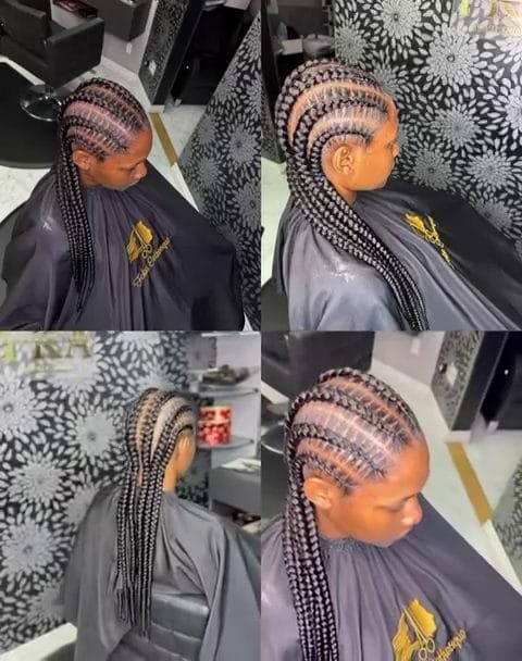Femme portant des Nattes Américaines, tresses plaquées élégantes